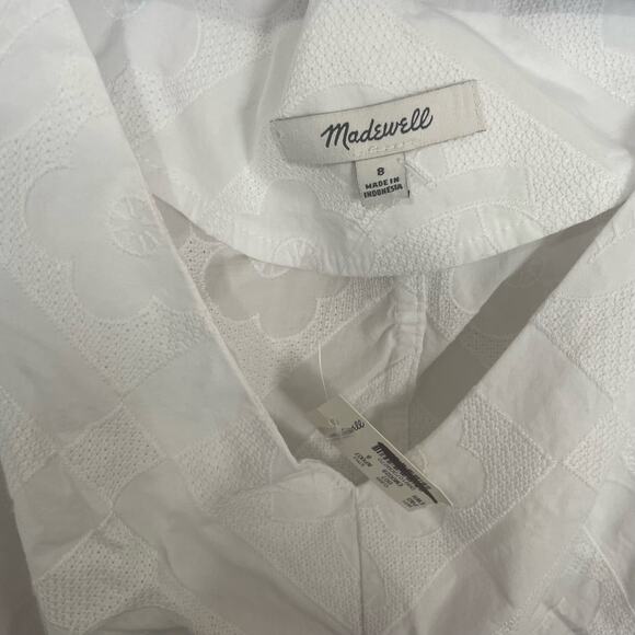 Madewell Darted V Neck Short Sleeve 100% Cotton Trendy Top US Women's 8 New - Picture 6 of 7
